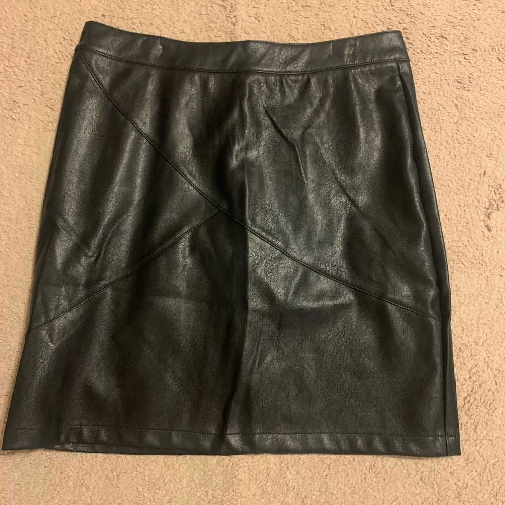 Black high waisted pleather mini skirt. Never worn